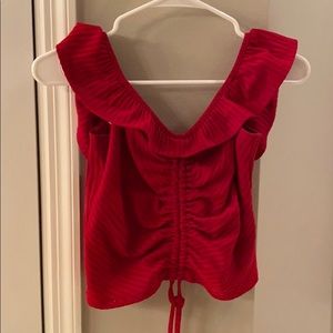 Guess, off shoulder red top